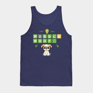 Wordle Woof Funny Puppy Dog Lover Tank Top